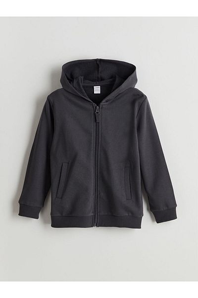 LC Waikiki Lcw Kids Anthracite Hooded Boy's Zippered Sweatshirt