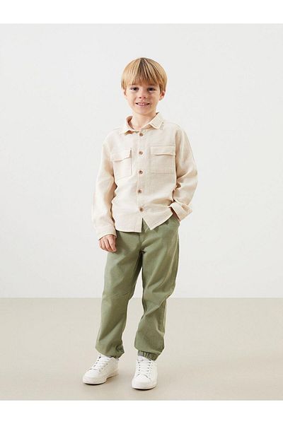 LC Waikiki Lcw Kids Gray Basic Long Sleeve Boy's Shirt and Pants 2Pcs
