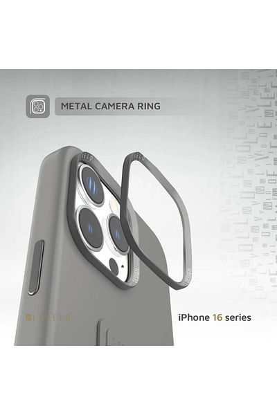 Levelo Morphix Silicone Case With Leather Grip For iPhone 16 Pro Max- Gray