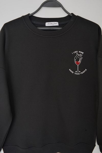 EldenStitch Hanorac oversize unisex brodat cu inimă și vin