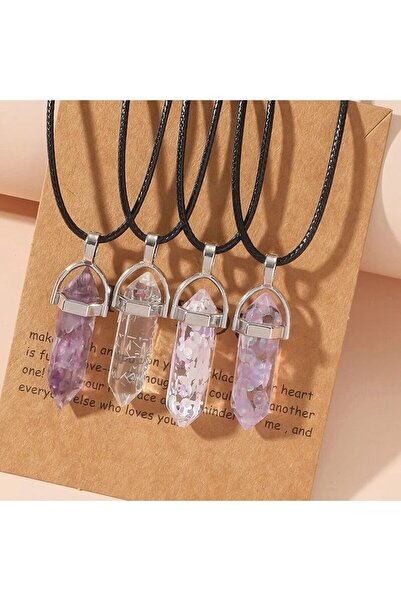 Choice مجموعة قلادات مكونة من 4 قطع من أحجار الزجاج الهندسية مع خيارات حجر ال...