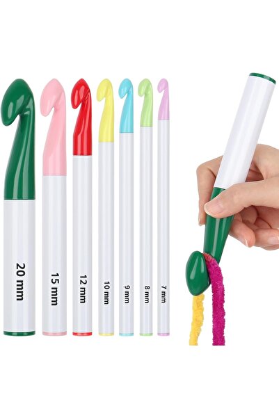 BEİLYS COSMETİCS & ACCESSORY Büyük Tığ İşi Kanca Seti, 6 Adet Plastik Tığ Seti