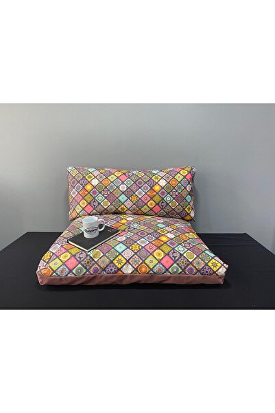 beyzima Petek Önü Desenli Bahçe Balkon Yer Minderi Puf