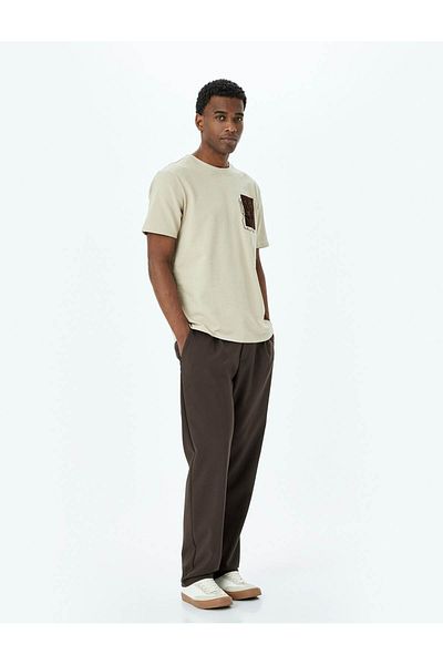 Koton Beige Men's T-Shirt 5Sam10095Hk