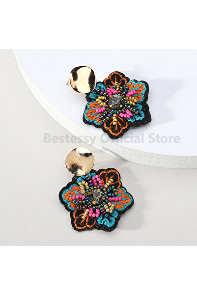 Choice أقراط متدلية مصنوعة يدويًا على شكل زهرة برتقالية وردية حمراء للنساء، ف...