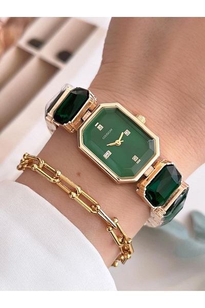 Coliseum Vintage Serial Stone Cord Women's Wristwatch and Bracelet with Gift Cl8888.S03
