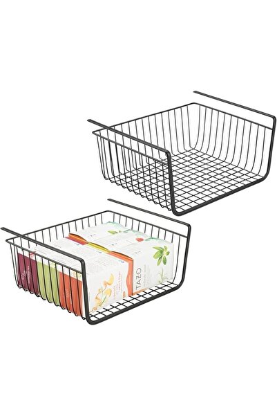 MDesign Metal Under-Shelf Hanging Storage Basket – Open Front Organizer for Kitchen, Pantry