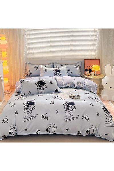 sharpdo 4-Piece Set Bedding Modal Quilt Cover Set with 1 Quilt Cover 1 Sheet and 2 Pillowcases 1.5m Bed