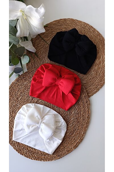 ENİA BABY Double Layer Bow Baby Bonnet Set of 3