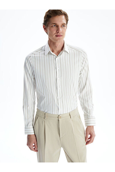 LC Waikiki Nevavm Slim Fit Long Sleeve Striped Men's Shirt with Difference