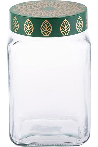 AKDC Square Glass Storage Jar With Colourfulid - Durable And Stylish M495