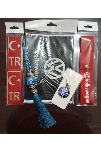 Compax 5'li set VW kaydırmaz* VW püskül*tr stikır*VW anahtarlık*VW çekip ipi