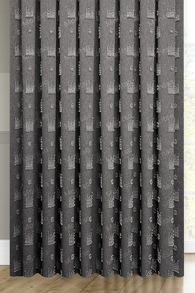 MARİTSA Background Curtain - Soft Linen Series Helora Pattern Gray Tight Pleat (1X3) Curtain