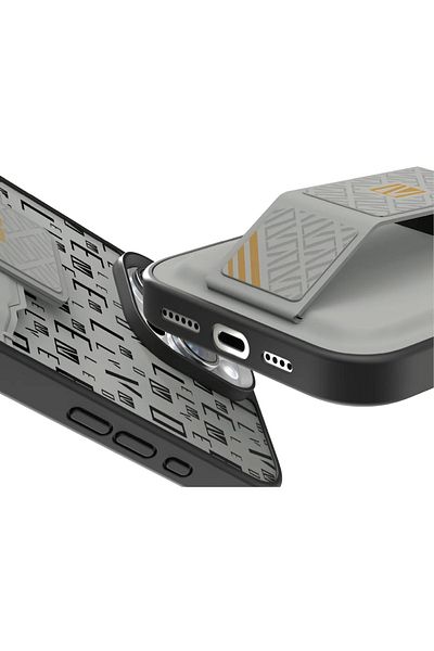 Levelo Morphix Gripstand Case With Cardholder For iPhone 16 Pro - Grey