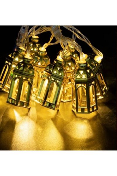 Generic Ramadan Battery Operated Lantern String Light - Gold