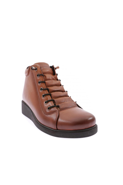 DGN Piliseli Lastik Bağcıklı Yandan Fermuarlı Kadın Bot Taba 5432713