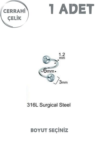 Blisse Piercing Surgical Steel Zircon Cubic Zirconia Tragus Helix Lobe Lip Cartilage Spiral Piercing