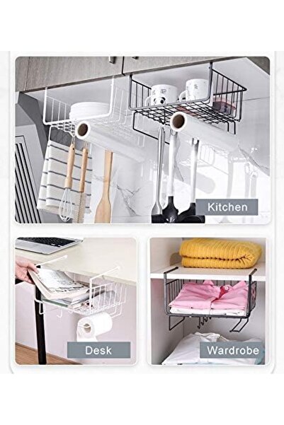AKDC Showay Under-Shelf Wire Basket with Hook –Stable Storage for Kitchen, Office, Pantry, Bathroom