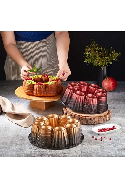 FMS Casting Granite Muffin Cake Mold Red