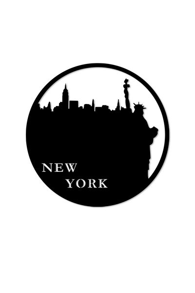 NT Handmade Black Wood New York Wall Decor 40X40Cm Mdf Painting for Salon Living Bed Children's Room Office Kitchen