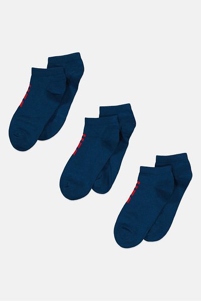 UFC Men 3 Pairs Brand Logo Ankle Sport Socks, Teal