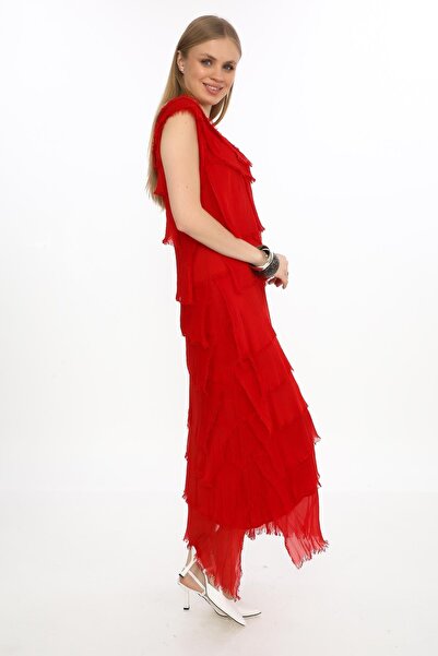 Bohem Stil Italian 2 Sizes Slimming Layered Sleeveless Silk Dress