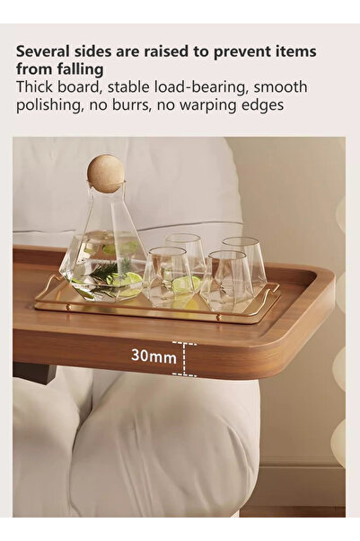 sharpdo Living Room Sofa Side Table Z-Shaped Coffee Table, Walnut Color, Steel Frame Side Table 40*30*55CM