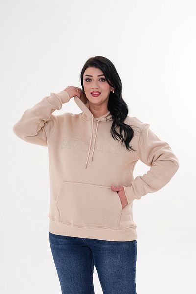 JANSO GROUP - Women's Large Size Beige Color Stone Printed Sweatshirt