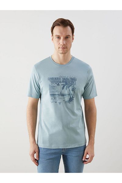 LC Waikiki Ανδρικό μπλουζάκι LCW Crew Neck με εμπριμέ χτενισμένο βαμβάκι