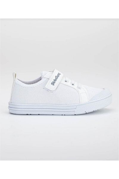 GDT Ayakkabı Pantofi pentru copii cu velcro din in de culoare albă