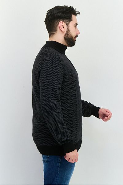 Perry Ellis Men Mock Neck Long Sleeve Allover Print Sweatshirt, Black