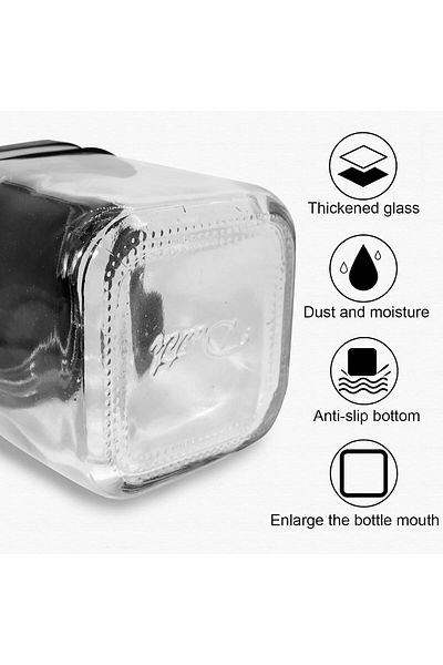 COOYA Seasoning Box,with 304 Stainless Steel Lids&Spoons, Clear Glass 10 oz Condiment Jar,for Kitchen