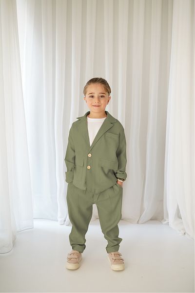 Catz Kids Khaki Casual Jacket + Khaki Carrot Pants