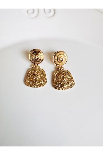 DEVİ fashion Lion Gold Earrings 4 cm