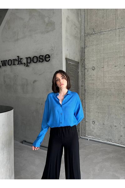 BisuModa Cămașă de bază oversize din țesătură din viscoză