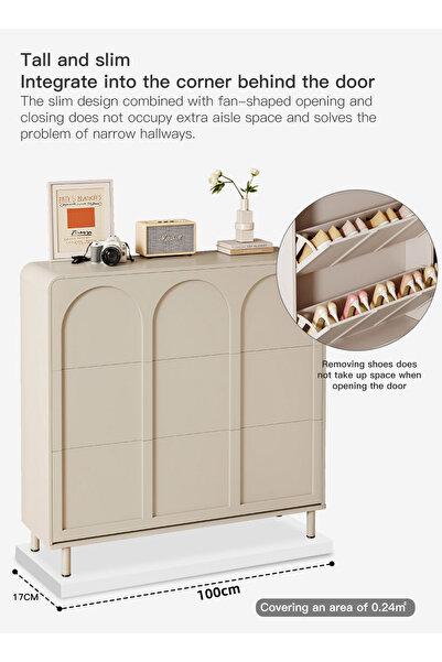 sharpdo Shoe Storage Cabinet, Ins Style Shoe Organizer for Entryway & Hallway