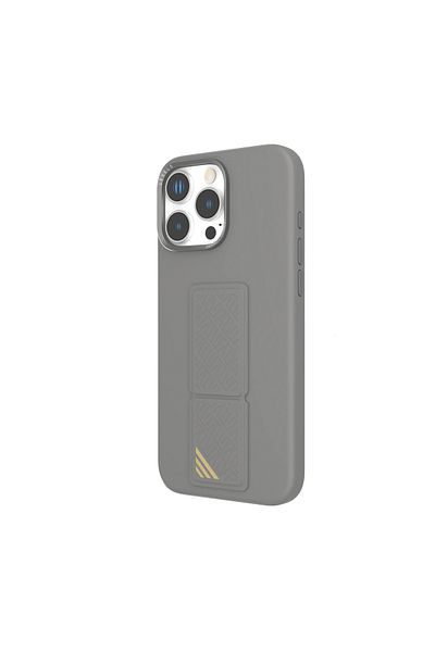 Levelo Morphix Silicone Case With Leather Grip For iPhone 16 Pro - Gray