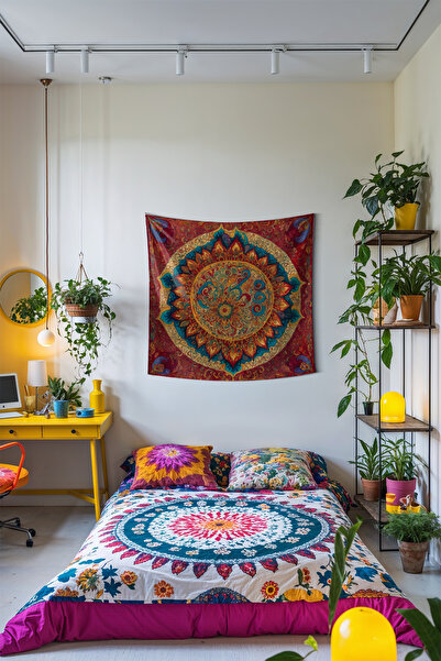 Medi Home UP MANDALA DUVAR HALISI DUVAR ÖRTÜSÜ TAPESTRY