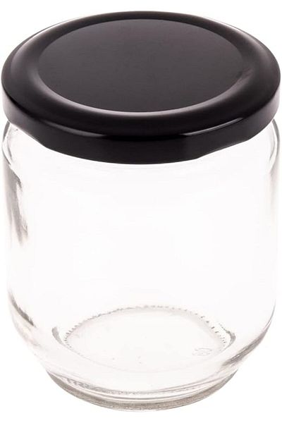 AKDC Glass Bottle W/Blk Lid L(6CM) XW(6CM) XH(8CM) Transparent