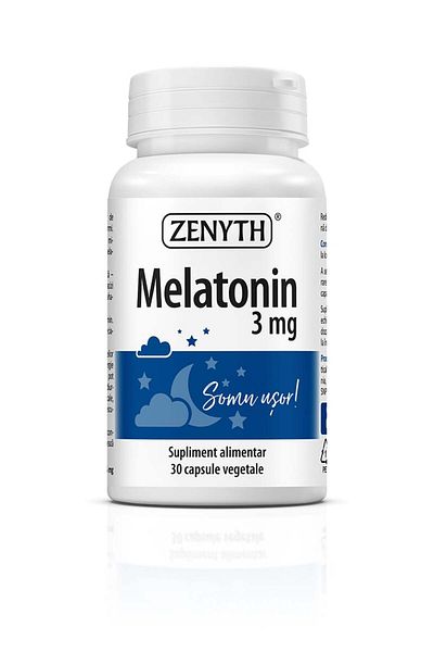 ZENYTH Melatonin, dietary supplement with melatonin to reduce sleep disorders, 3 mg/capsule, 30 capsules, Zenyth