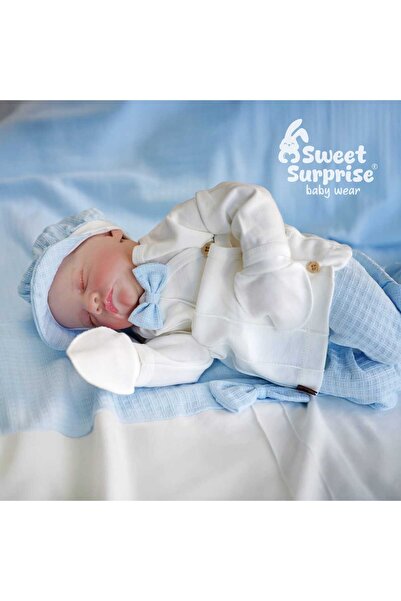 Butik SWEET SURPRISE HAVALI PRENS MAVİ %100 PAMUK 10'LU YENİDOĞAN HASTANE ÇIK...