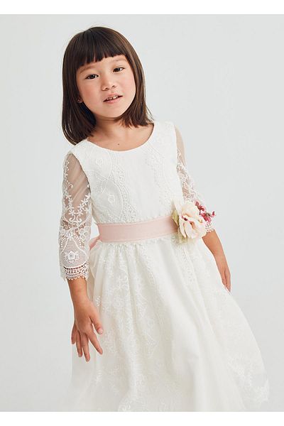 MAYORAL Abel&Lula Long Sleeve Lace Embroidered Girl Dress_Mnvs5041