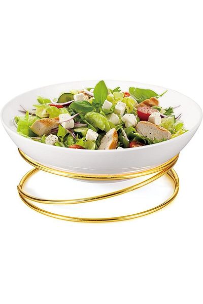 ORCHID 12.5" ROUND SALAD BOWL WITH GOLD STAND