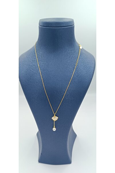 KENT İnci Tanesi Deniz Kabuğu Figürlü 925 Ayar Gümüş Kolye Rose Kaplama