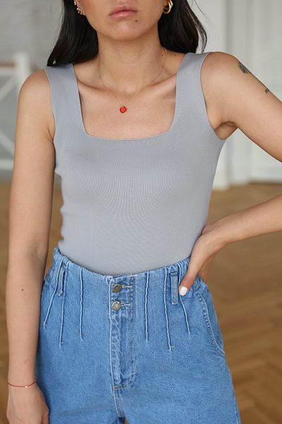 zeynstore Women's Square Neck Extra Soft Textured Strappy Tank Top