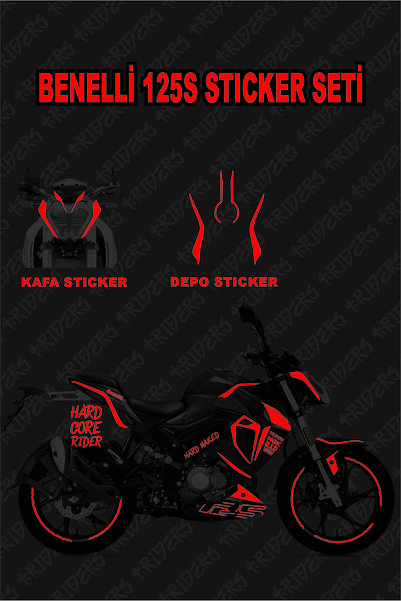 TRİDERS Benelli 125s Sticker  Seti REFLEKTÖRLÜ KIRMIZI