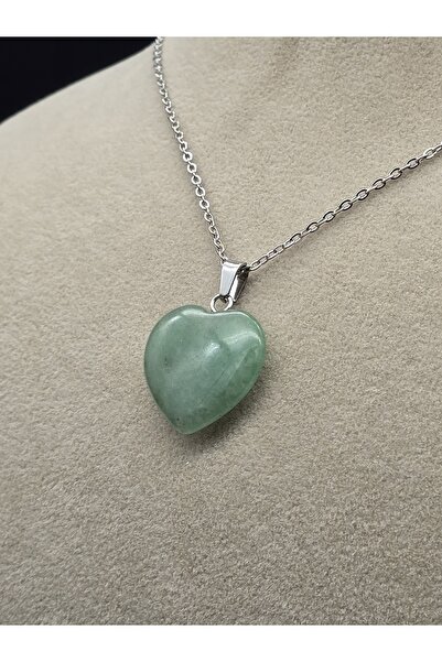 NBS Beautiful Naturel Stones قلادة القلب الأخضر أفينتورين (سلسلة فولاذية لا ت...