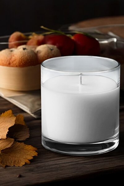 Paşa Cam El İşçiliği Silindir Cam Vazo İçi Mum 8 x 10 cm genişlik Gül Kokulu ...