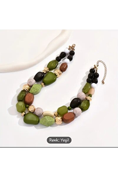 Store Otantik Çift Katmanlı Renkli Kolye