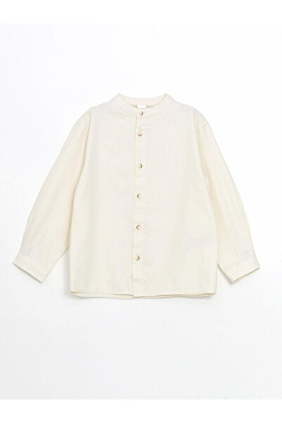 LC Waikiki Lcw Kids Ecru Prevailing Collar Long Sleeve Boy's Shirt and Jean Pants 2Pcs